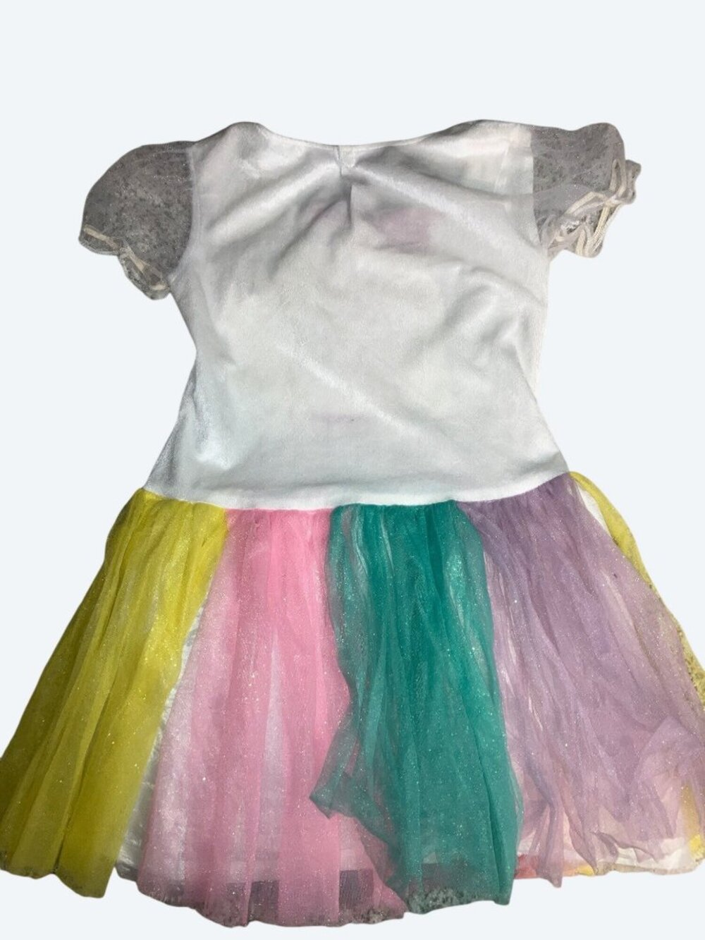 Unicorn Costume Dress and Headband Set Multicolor Tulle Skirt Girls Size Large - Picture 5 of 11